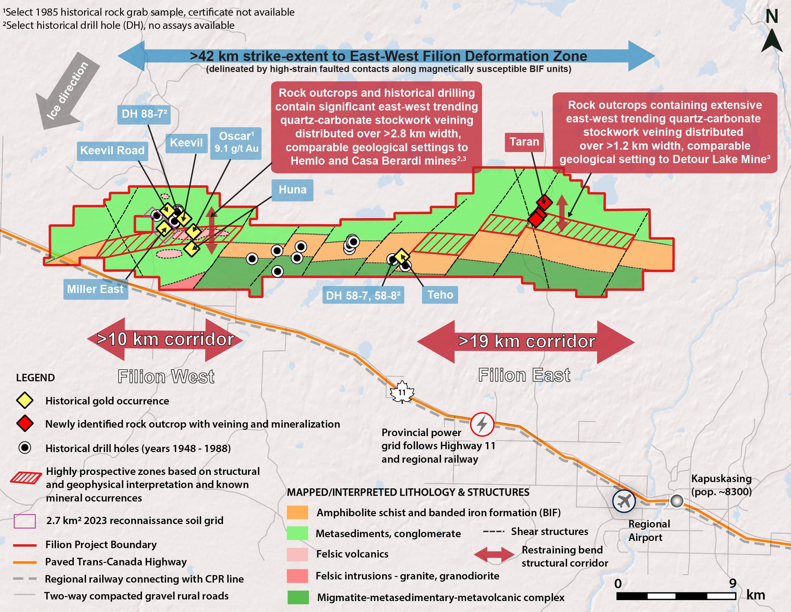 Filion project geology and the 42 km Filion Deformation Zone
