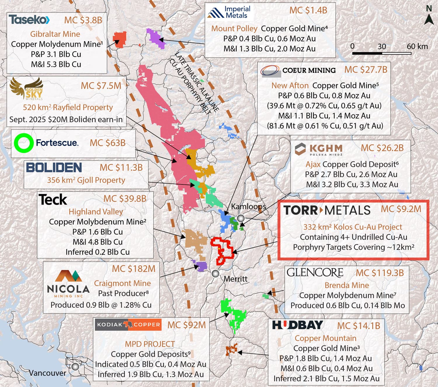 Kolos in the Quesnel Trough among BC's major copper-gold mines and deposits